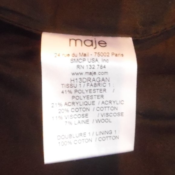 Maje France pleated black & gold tiered raw-edge Wool Blend Pockets Mini Skirt - Picture 4 of 7